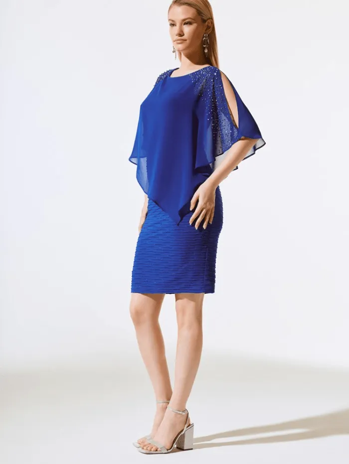 Joseph Ribkoff Chiffon Layered Dress In Royal Sapphire 243728 Col 2922