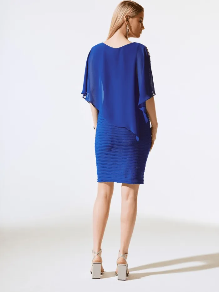 Joseph Ribkoff Chiffon Layered Dress In Royal Sapphire 243728 Col 2922