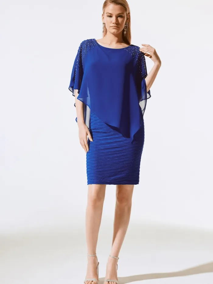 Joseph Ribkoff Chiffon Layered Dress In Royal Sapphire 243728 Col 2922