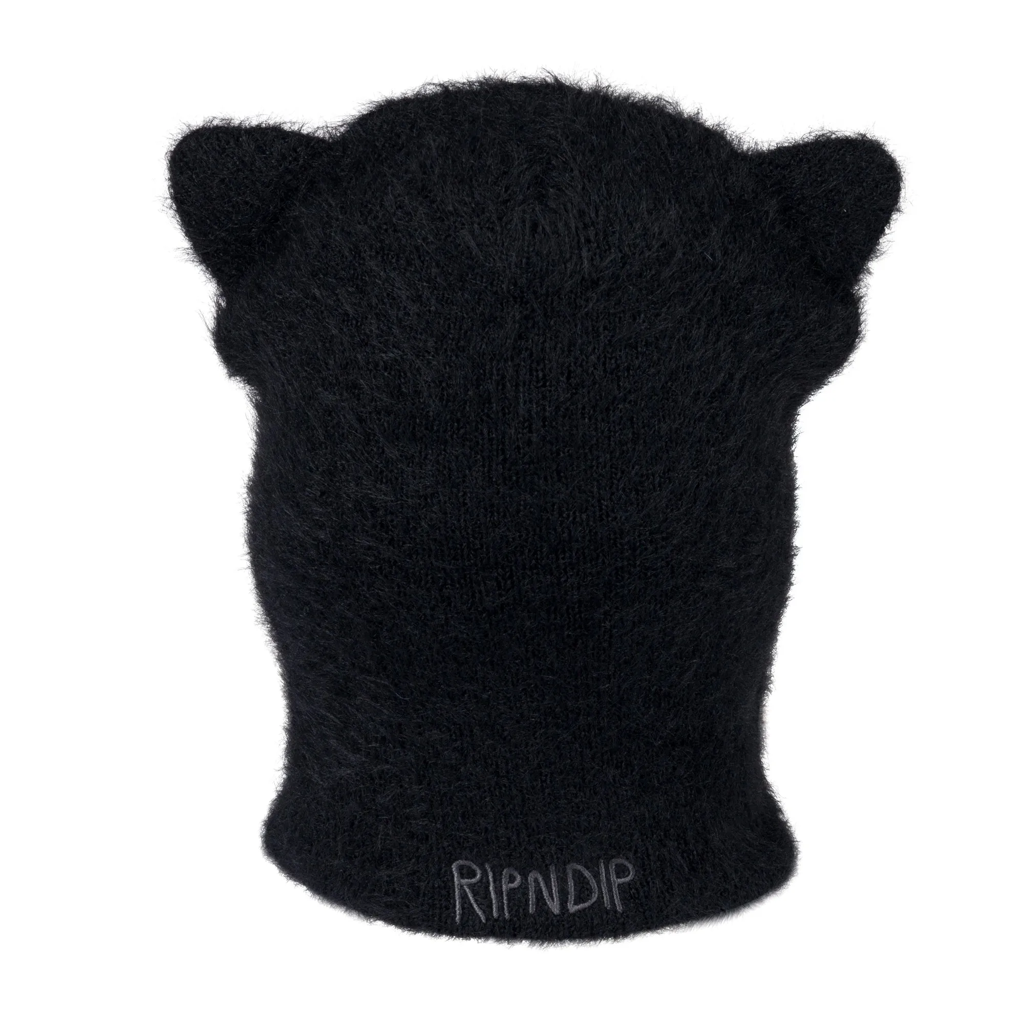 Kitty Ears Faux Mohair Balaclava (Black)