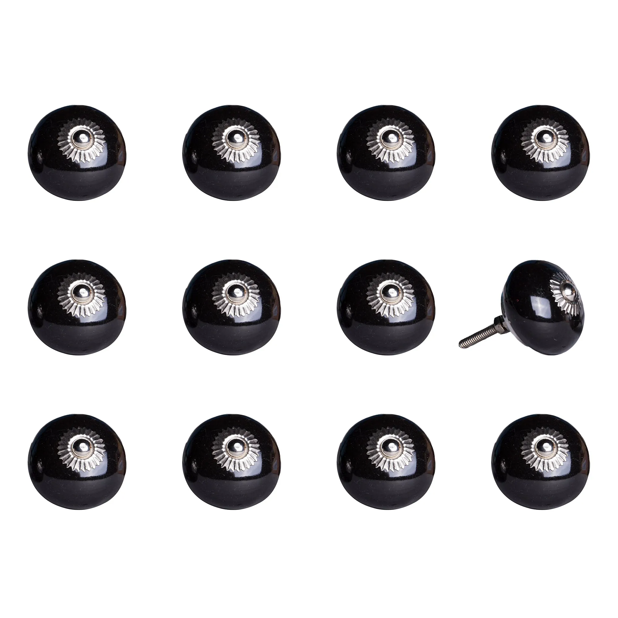 Knob-It Home Decor Classic Cabinet & Drawer Knobs-Black/Silver