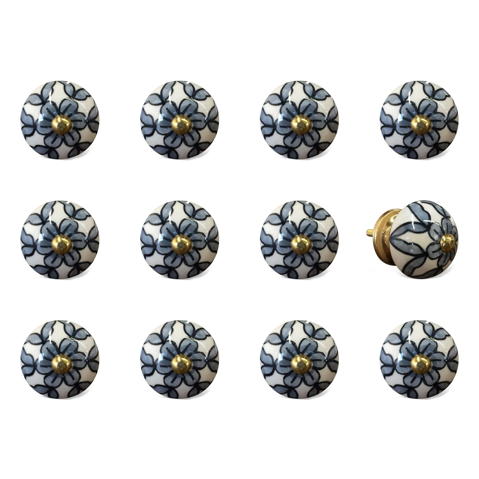 Knob-It Home Decor Classic Cabinet & Drawer Knobs-Blue/White/Gold