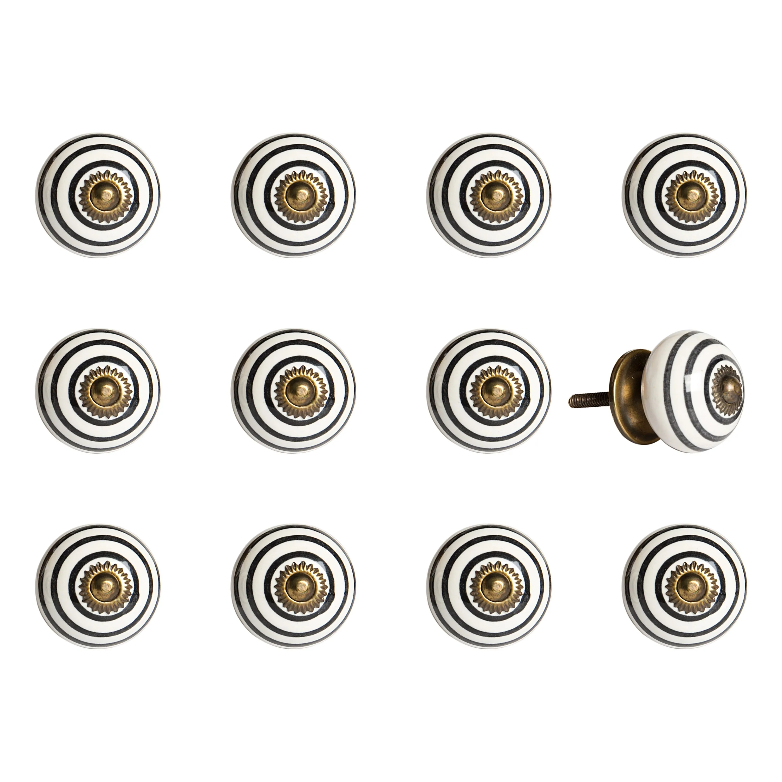 Knob-It Home Decor Classic Cabinet & Drawer Knobs-White/Black Circle/Copper