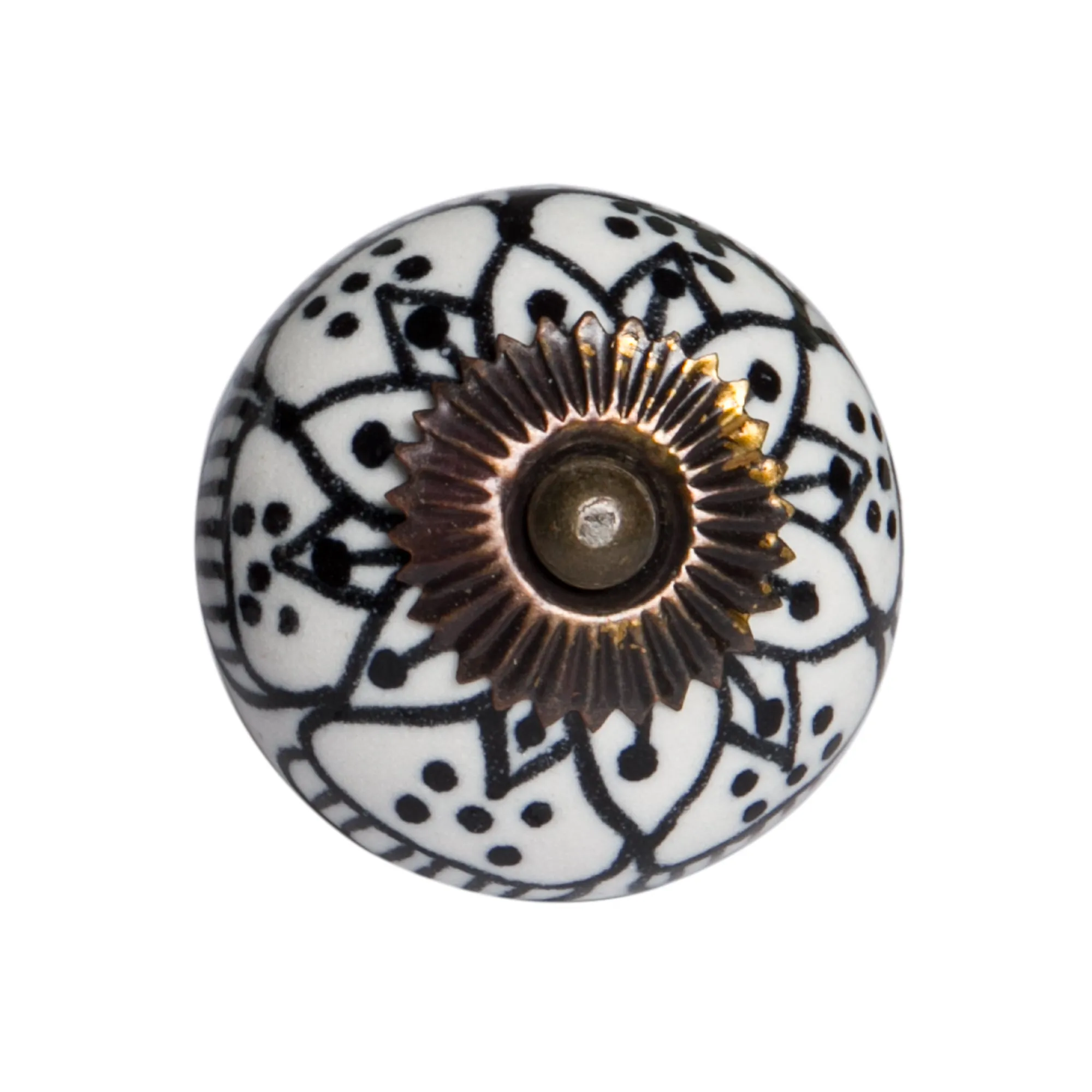 Knob-It Home Decor Classic Cabinet & Drawer Knobs-White/Black Flower/Copper