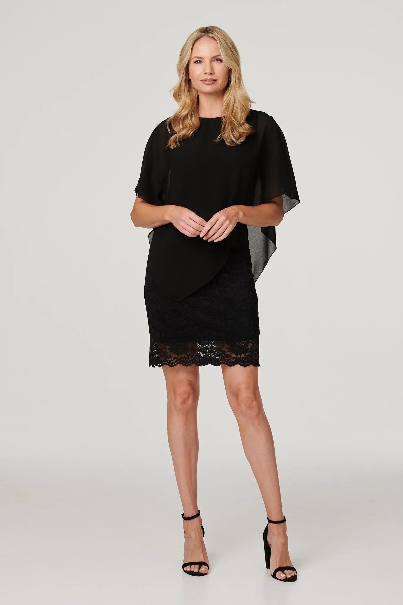 Lace Semi Sheer Poncho Dress