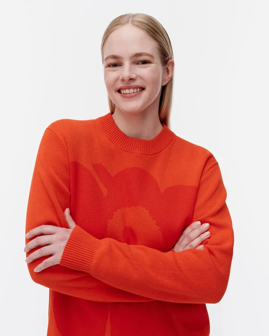 Lasi Unikko Cotton Sweater | Coral Red