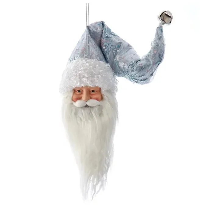 Lavender Blue and Silver Santa Head Ornament