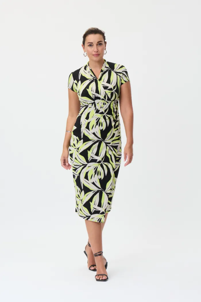 Leaf Print Wrap Style Dress