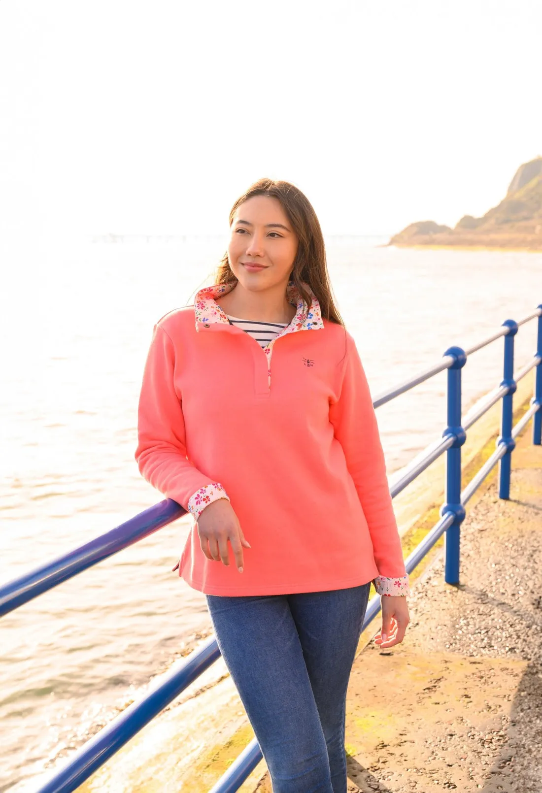 Lighthouse Haven Jersey Top Coral