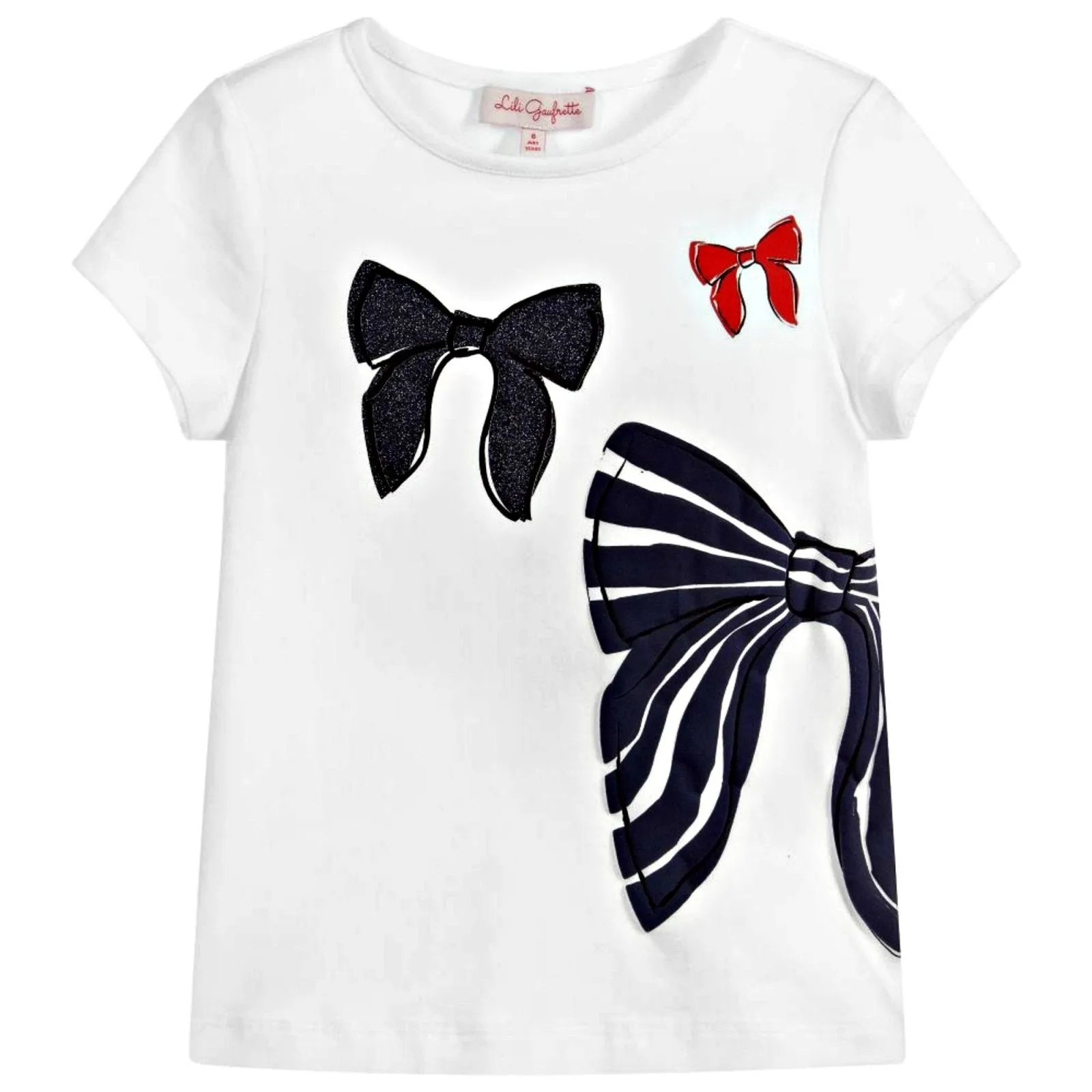 Lili Gaufrette Girls White Bows Shirt