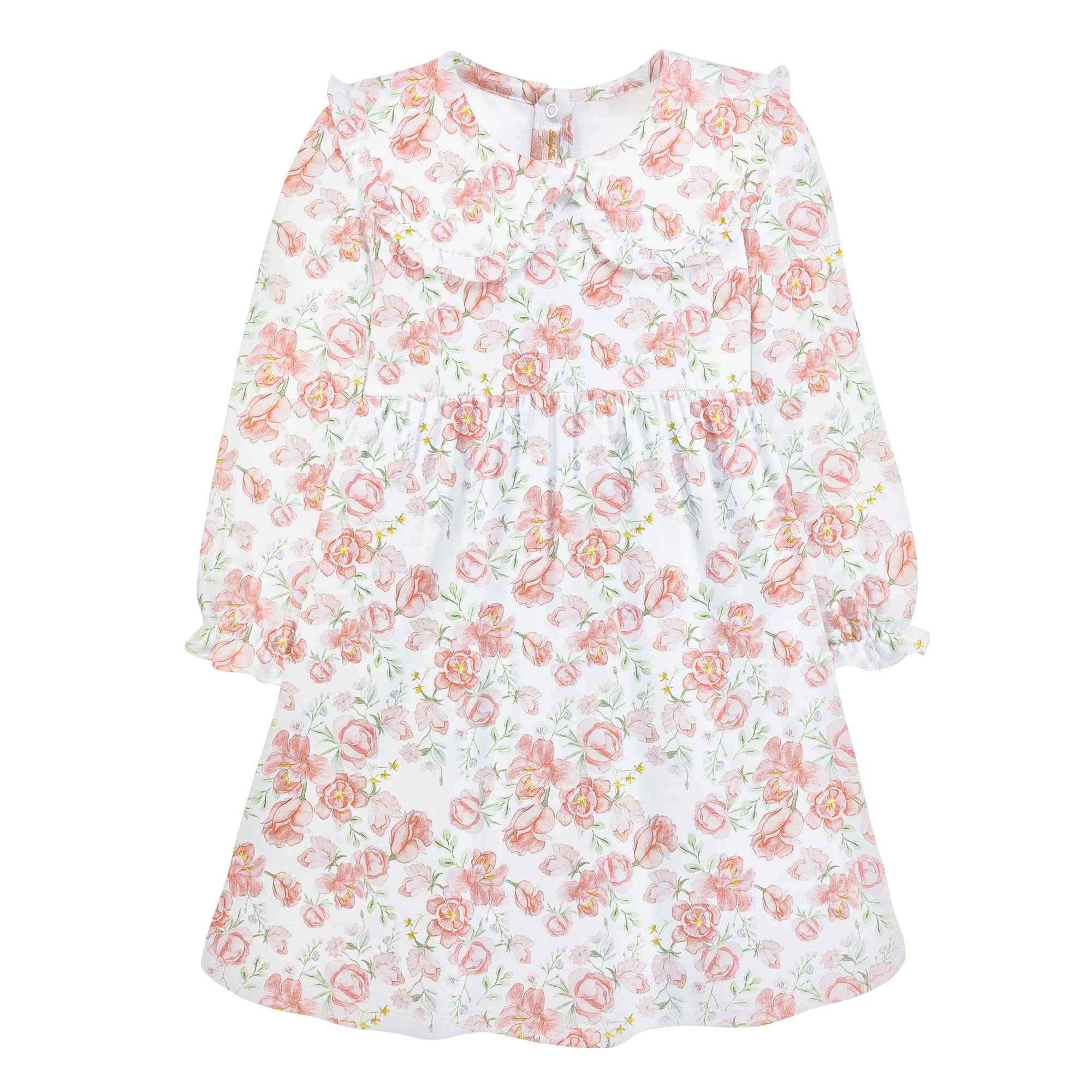 Long Sleeve, Softest Pima Dress, Pink Garden