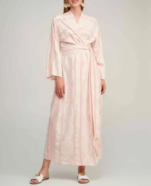 LONG WRAP DRESS "HYDRA" POWDER/WHITE