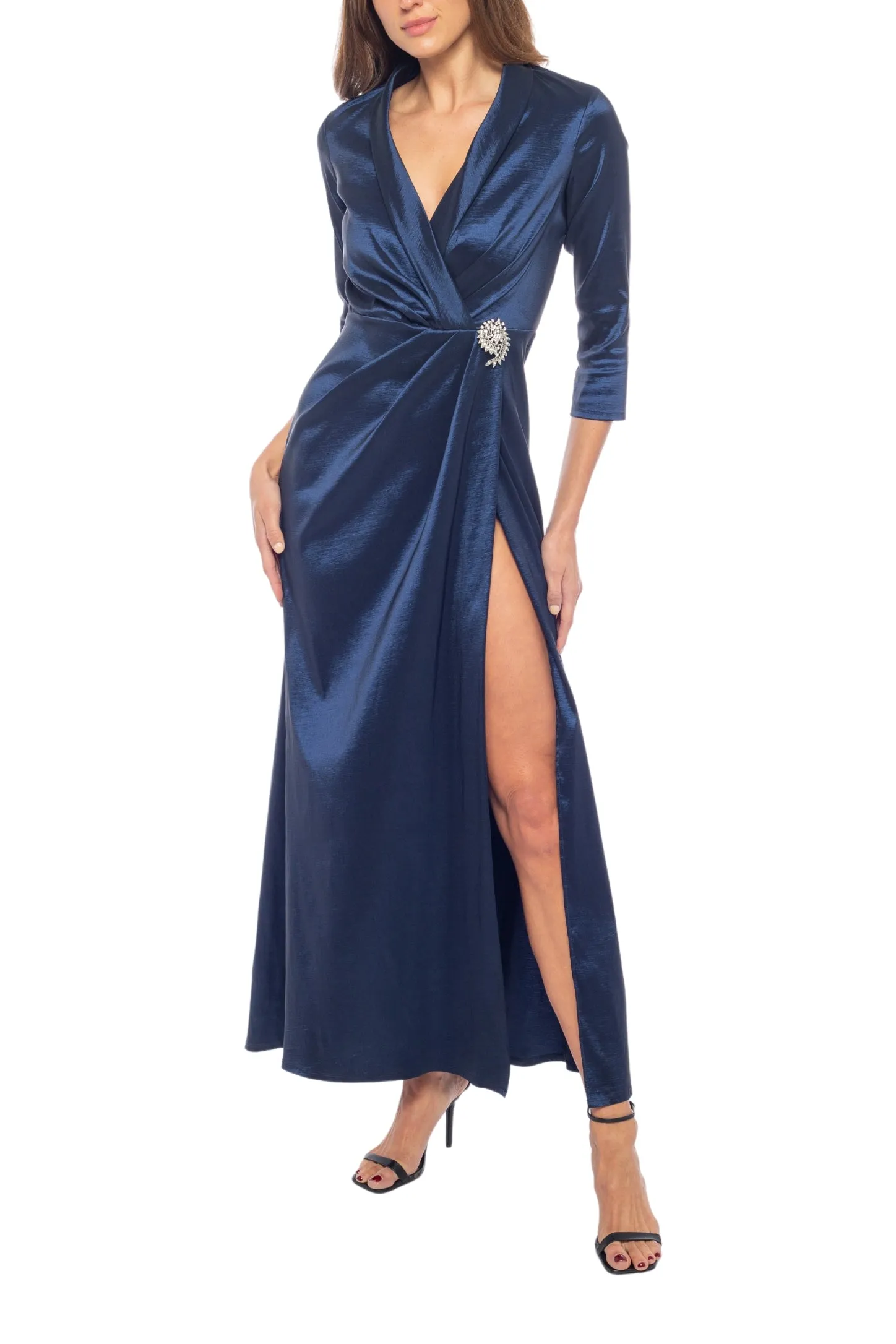 Marina V-Neck Wrap-Front Gown - Wholesale