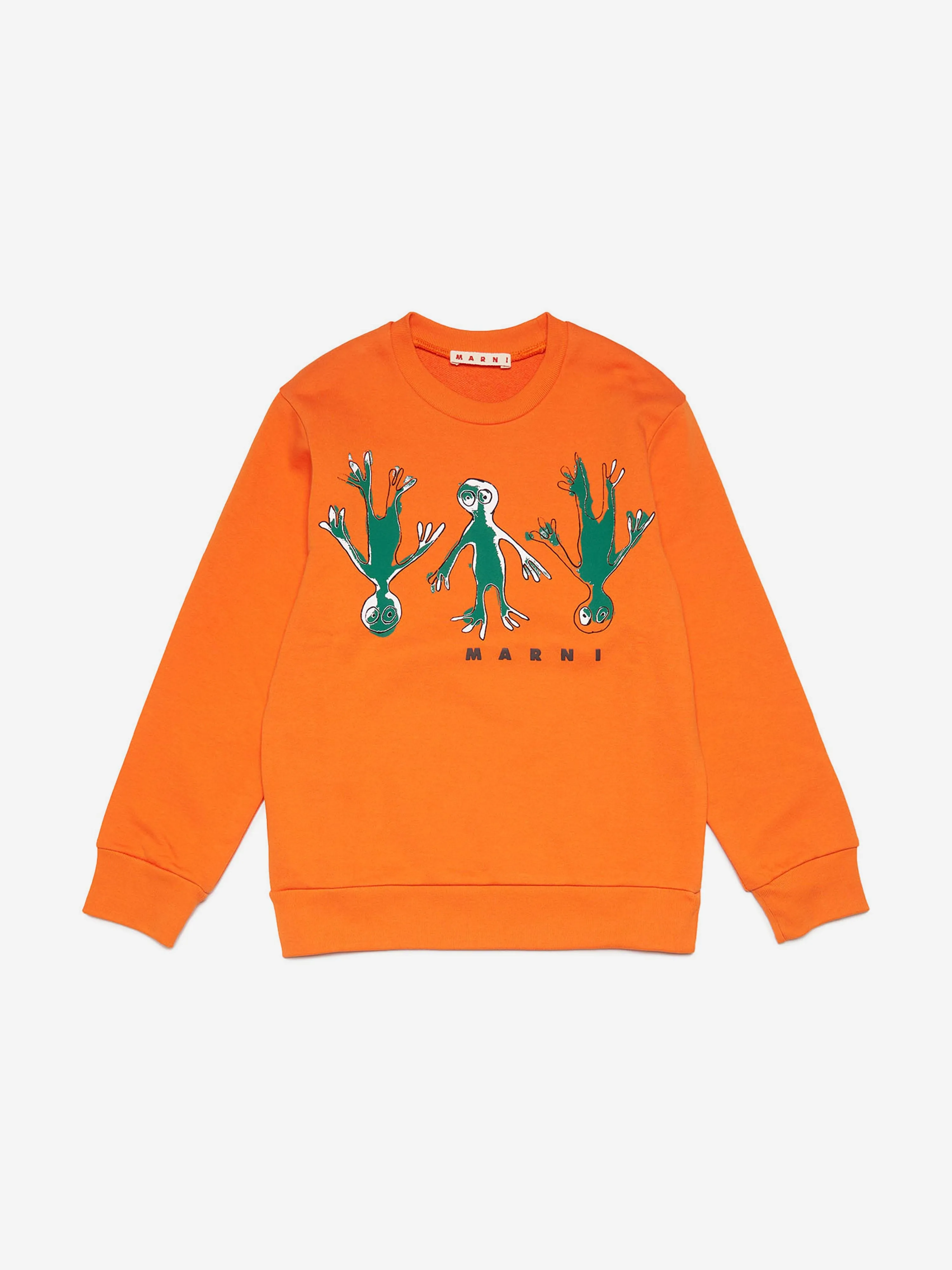 MARNI Kids Frog Print Logo Sweatshirt in Orange