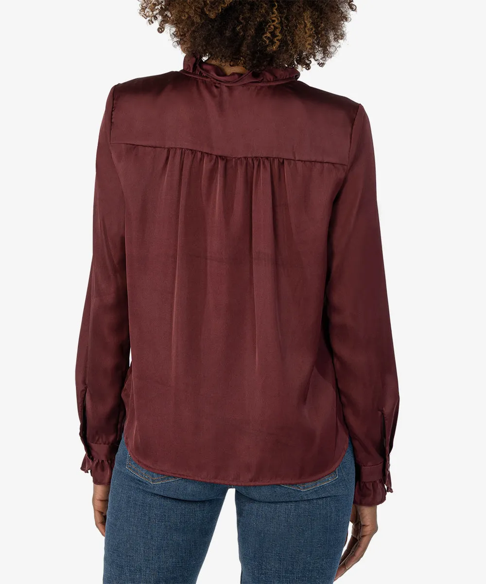 Meara Longsleeve Blouse w/ Ruffle Collar