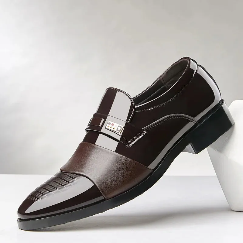 Men's Black PU Leather Shoes Formal Oxfords Slip On Dress Shoes Business Casual Office Work Wedding Plus Size 38-48