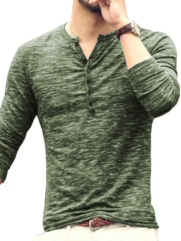 Men's Slub Silk Long-Sleeved Shirt