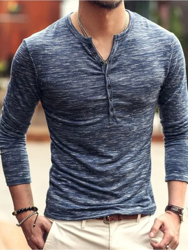 Men's Slub Silk Long-Sleeved Shirt