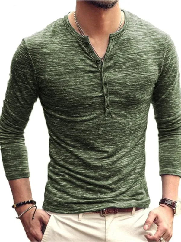 Men's Slub Silk Long-Sleeved Shirt