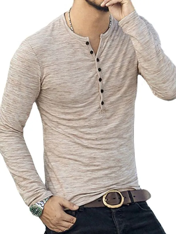 Men's Slub Silk Long-Sleeved Shirt