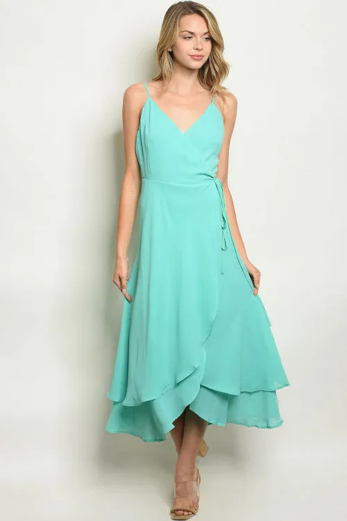 Mint Green Wrap Cocktail Dress