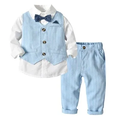 Monaco - Boys Linen Look Suit Set with Bow tie, 2 colours