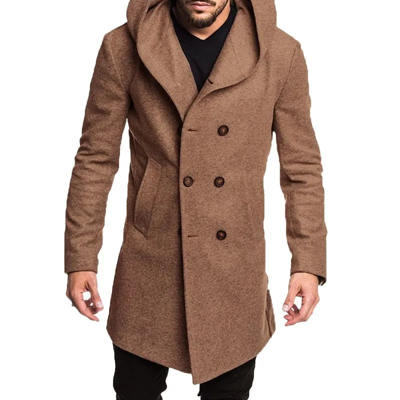 Monocolor Hooded Trench Winter Coat