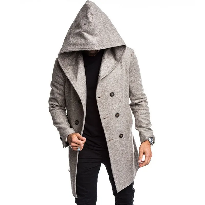 Monocolor Hooded Trench Winter Coat