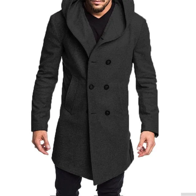 Monocolor Hooded Trench Winter Coat