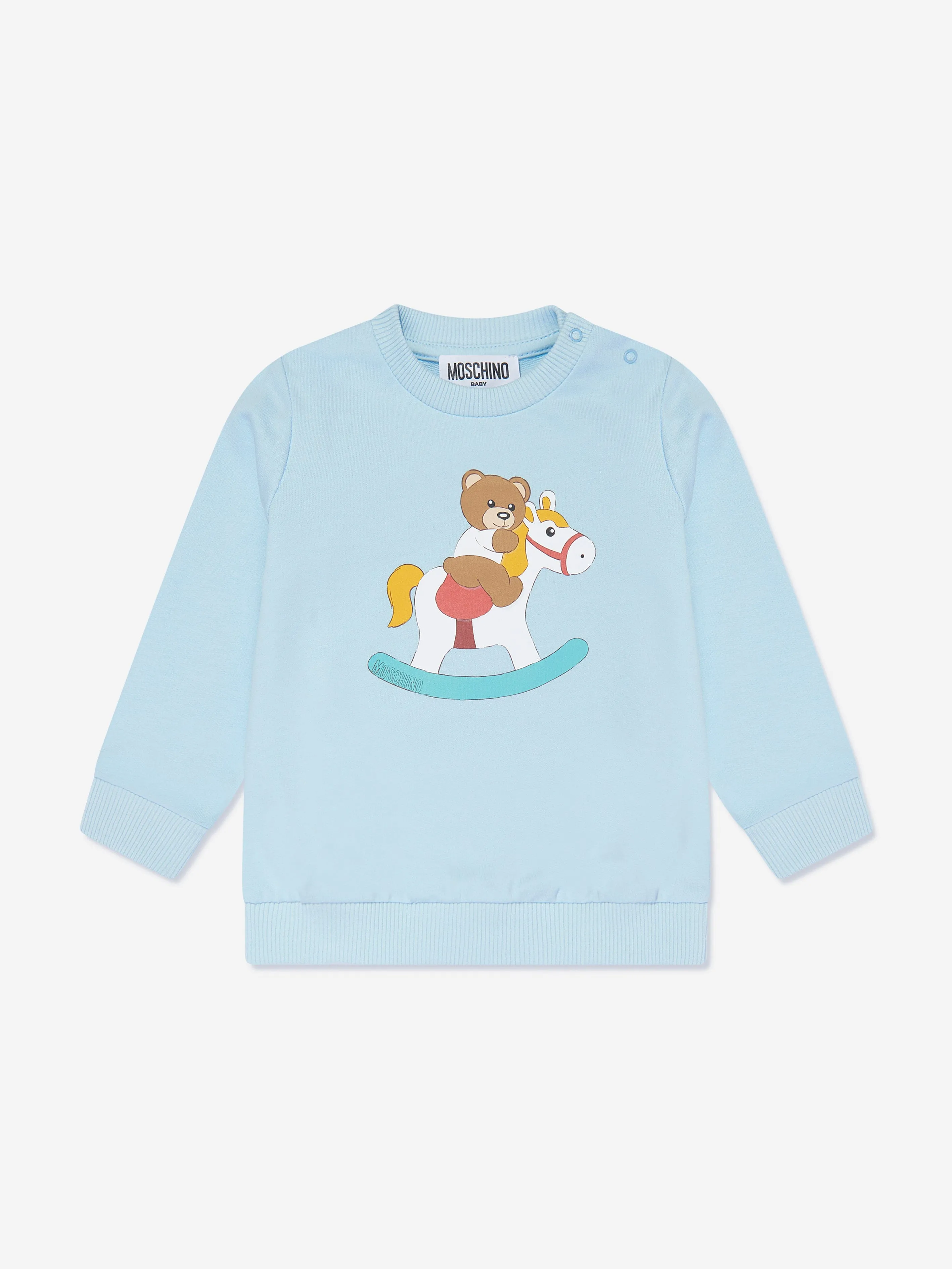 Moschino Baby Teddy Rocking Horse Sweatshirt in Blue