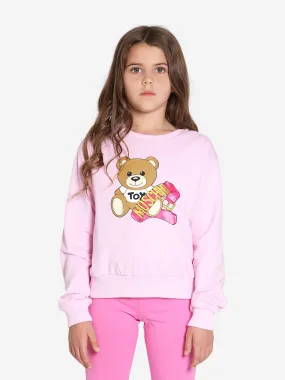 Moschino Girls Teddy Bear Sweatshirt in Pink