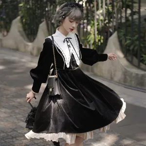 Ms Lilly ~ Princess Classic Velvet Lolita OP Dress Long Sleeve Dress by YLF