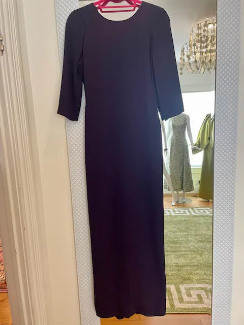 Navy Blue Silk Crepe Dress by Carolina Herrera