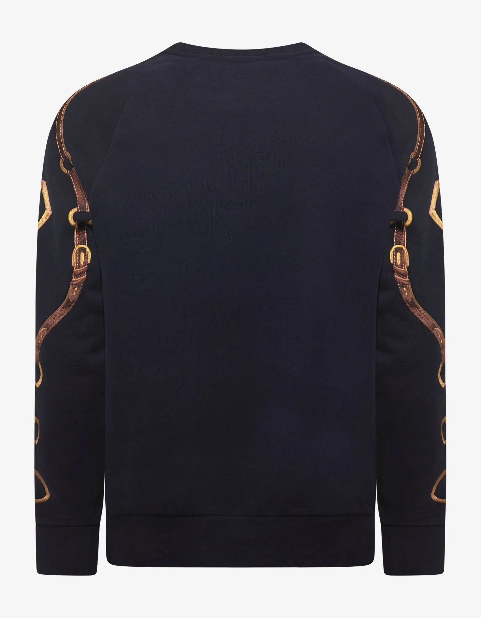 Navy Blue Silk Overlay Horse Graphic Sweatshirt -