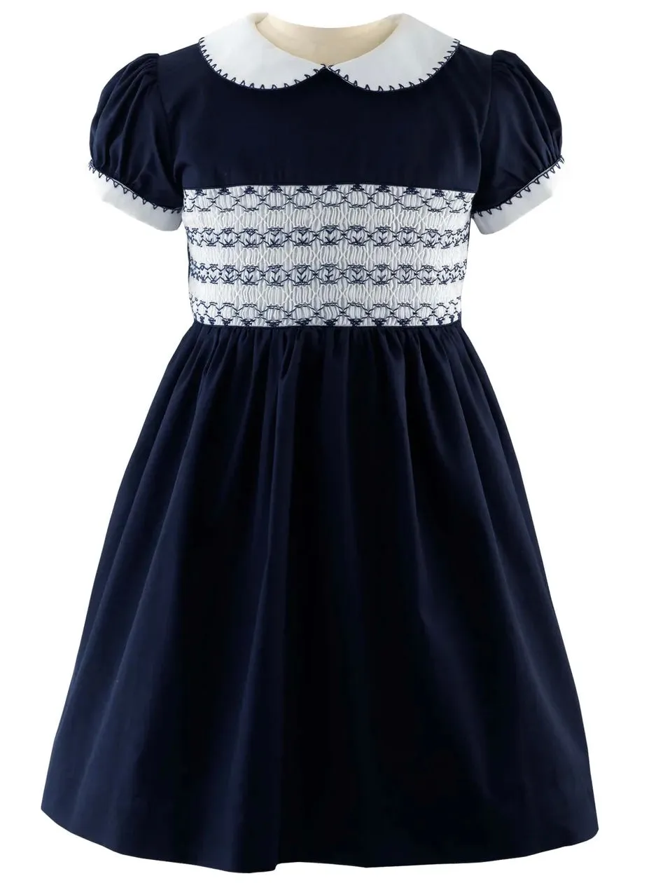 Navy Classic Smocked Dress