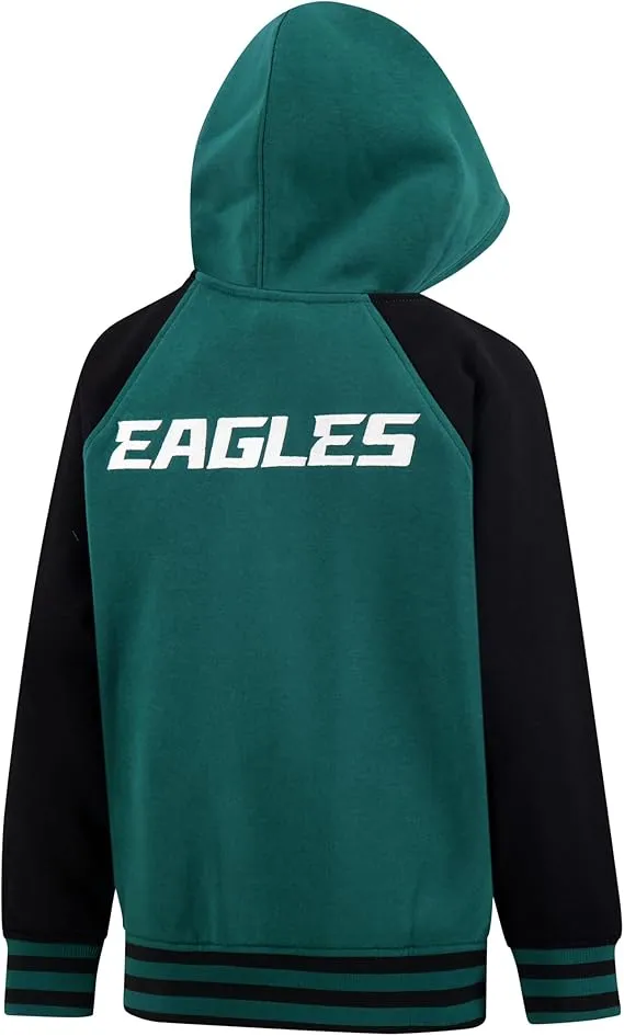 NFL Official Boy's Super Soft Full Zip Varsity Hoodie Sweatshirt|Philadelphia Eagles