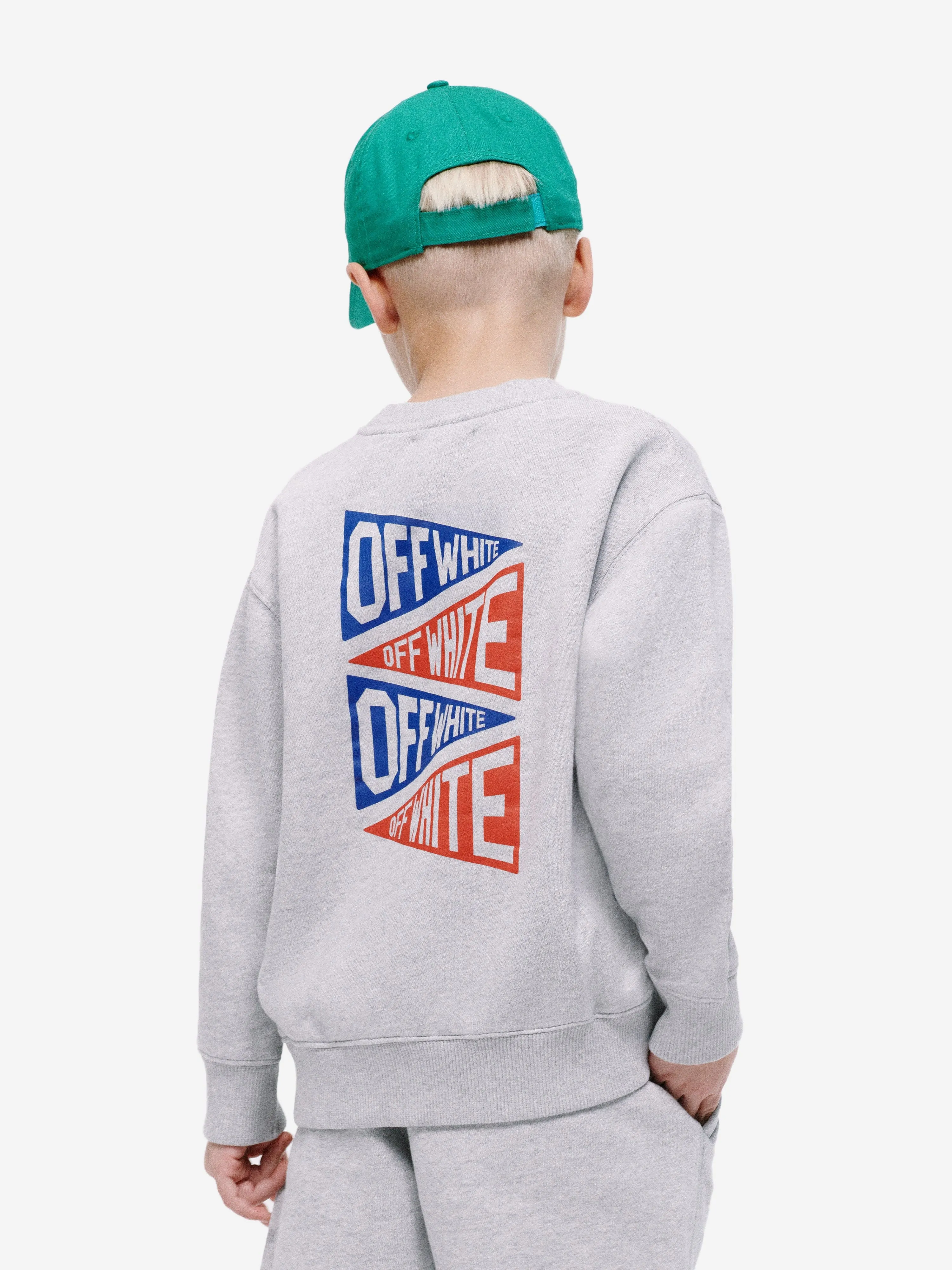 Off-White Boys Logo Flags Sweatshirt in Grey