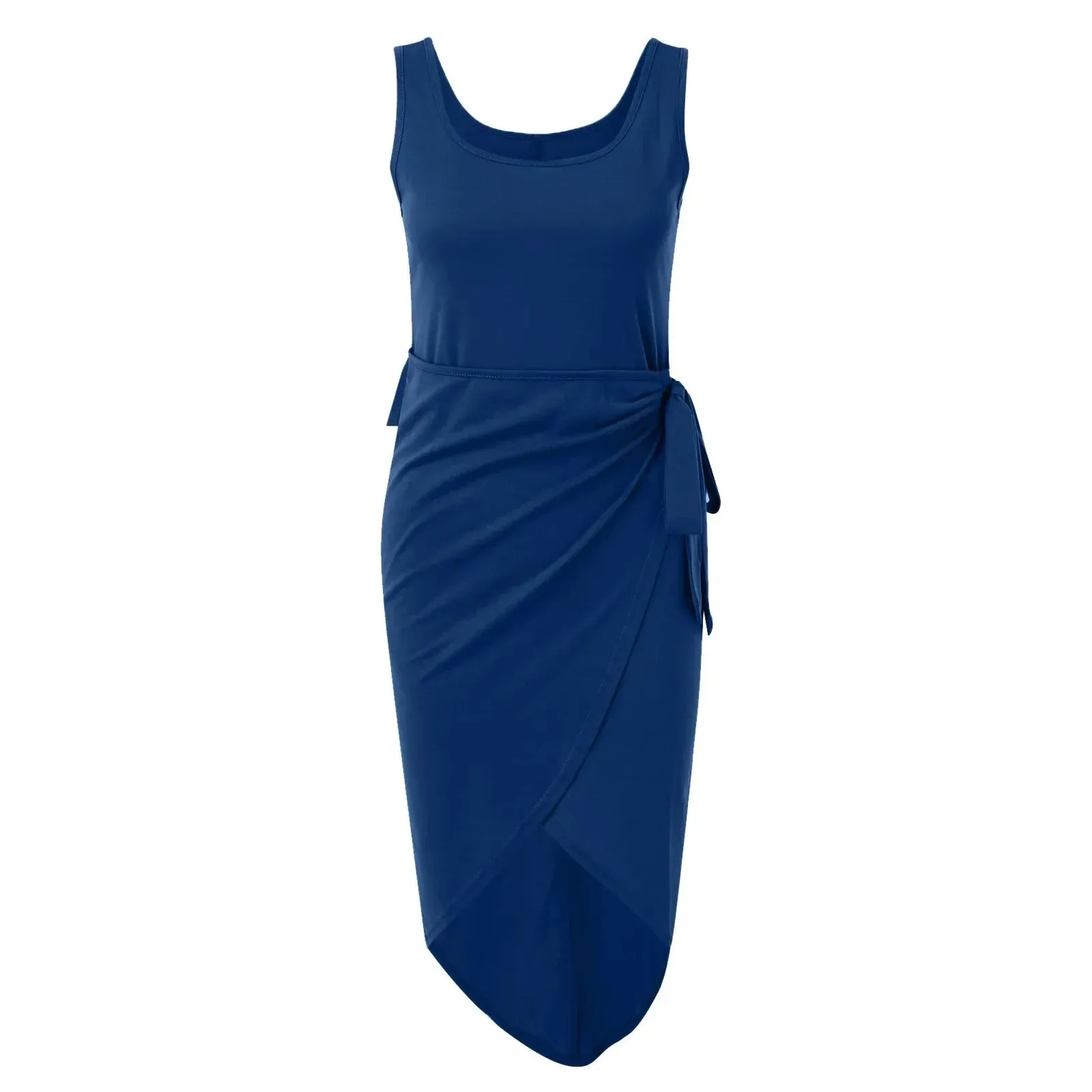 One Shoulder Cocktail Sleeveless Ruffle Wrap Ruched Bodycon Formal Wedding Guest Midi Dress