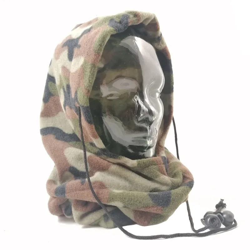 Open Face Long Hoody-style Balaclava in Poly / Fleece. Camo.