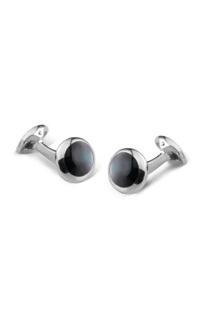 Oval Cufflinks, Grey Mother-Of-Pearl and Sterling Silver