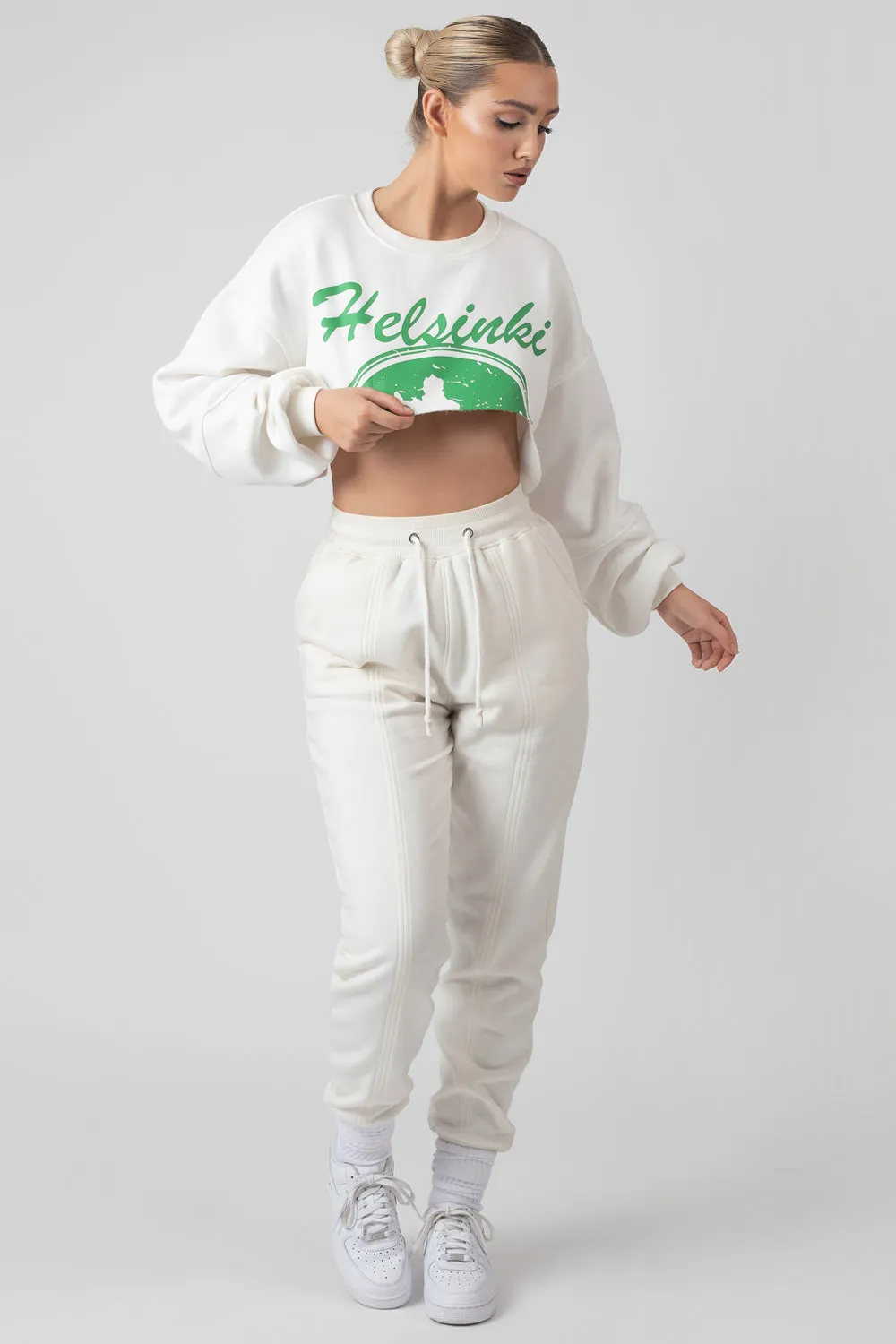 Oversized Extreme Cropped Sweat Ivory