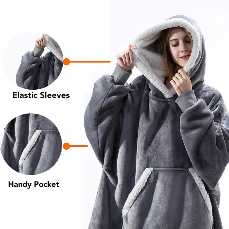 Oversized Hoodie Blanket Super Soft Warm Wearable Blanket Sweatshirt