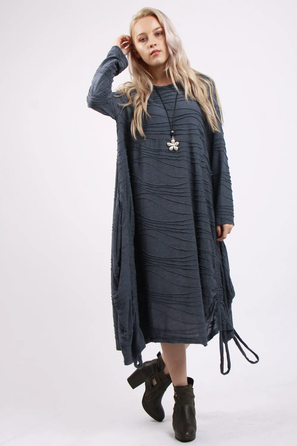 Oversized Pleated Style Classic Dress