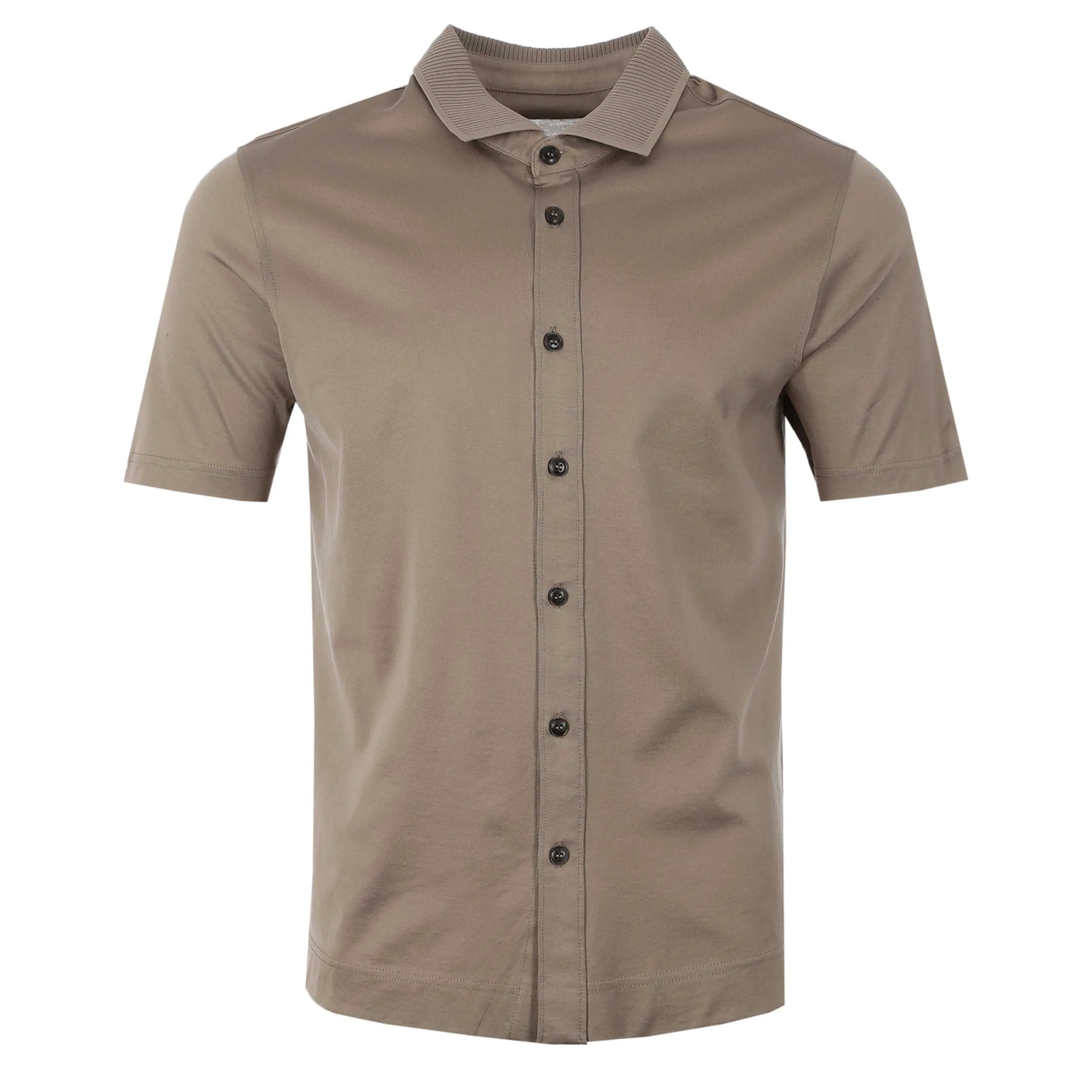 Pal Zileri Short Sleeve Button Thru Shirt in Taupe