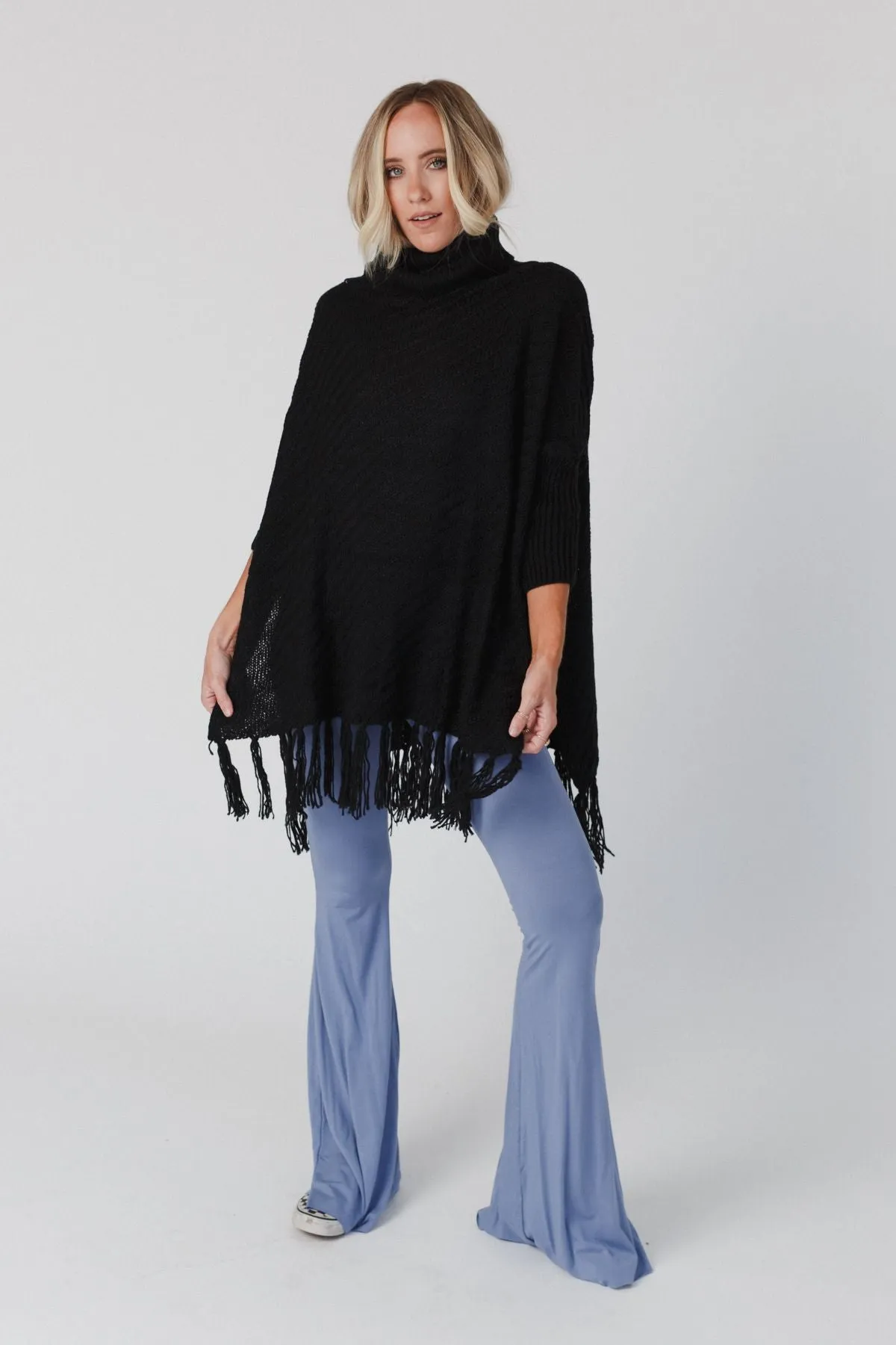 Paloma Poncho Sweater - Black