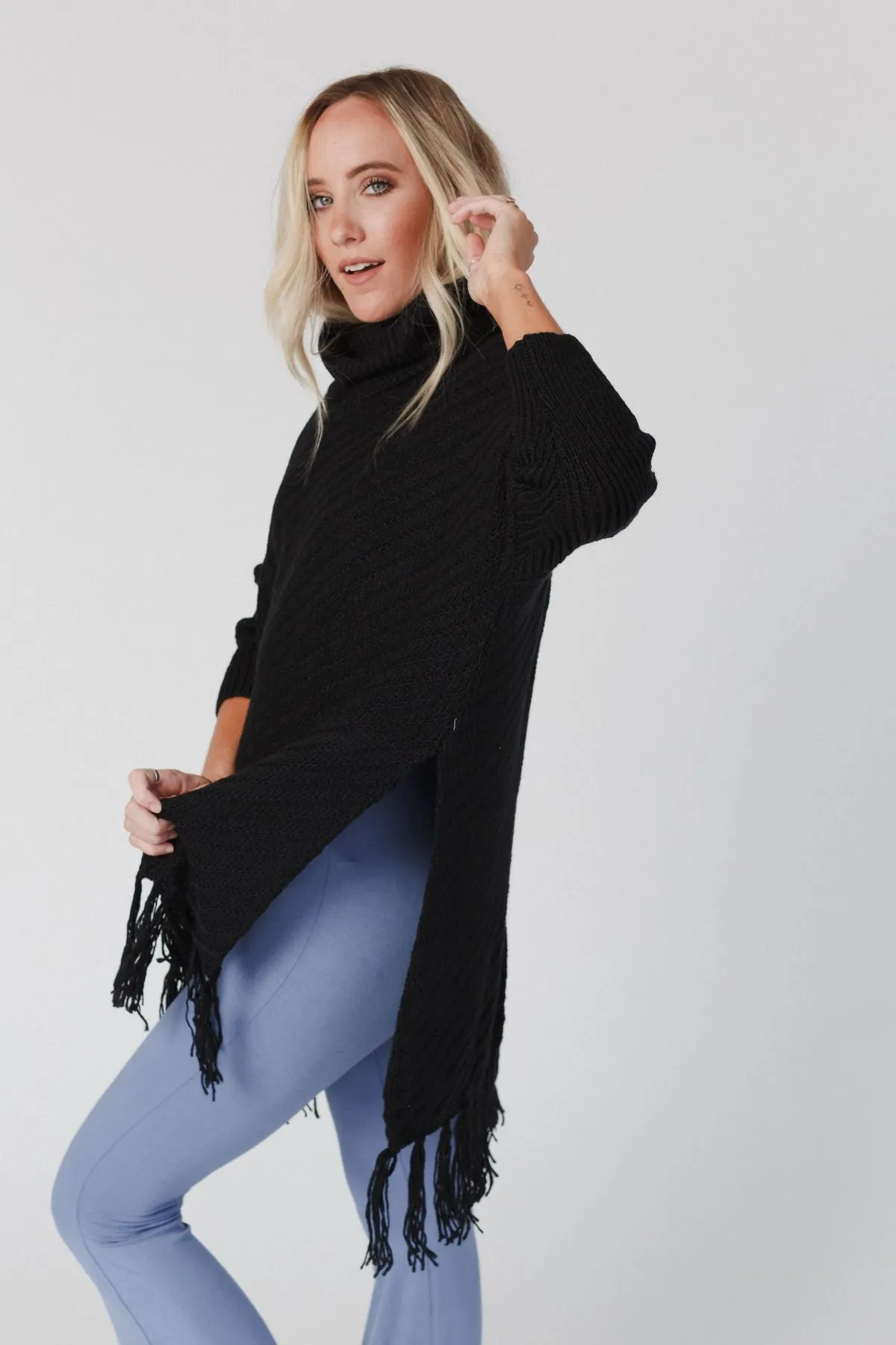 Paloma Poncho Sweater - Black