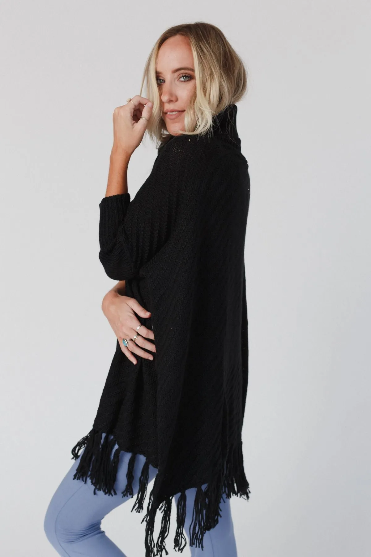 Paloma Poncho Sweater - Black