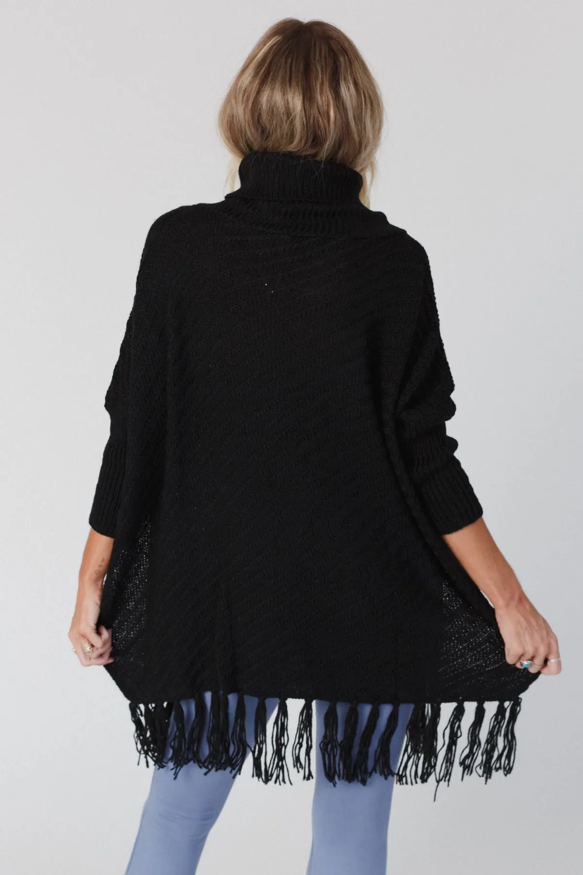 Paloma Poncho Sweater - Black