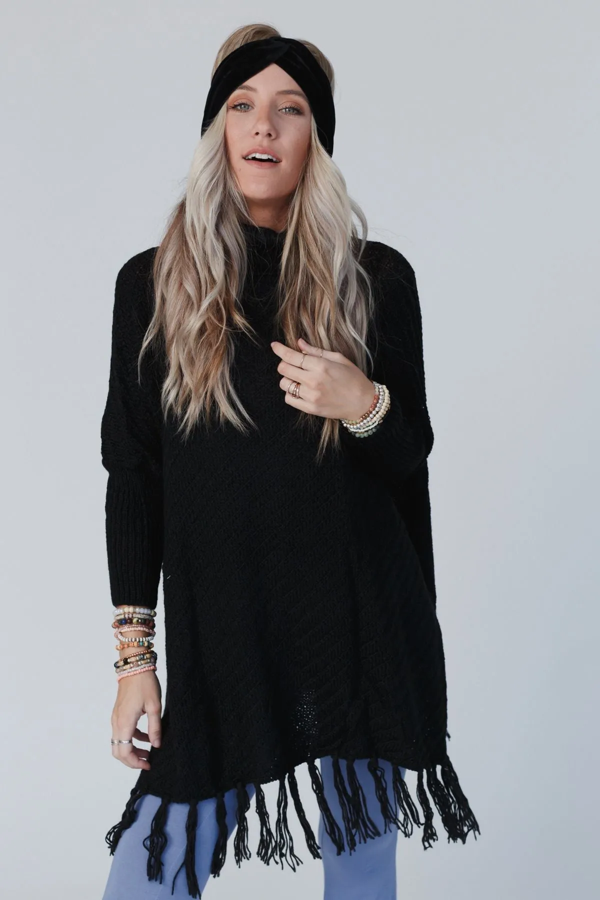 Paloma Poncho Sweater - Black