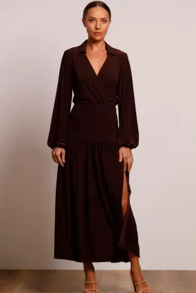 Pasduchas Equinox Collared Midi Dress - Cocoa